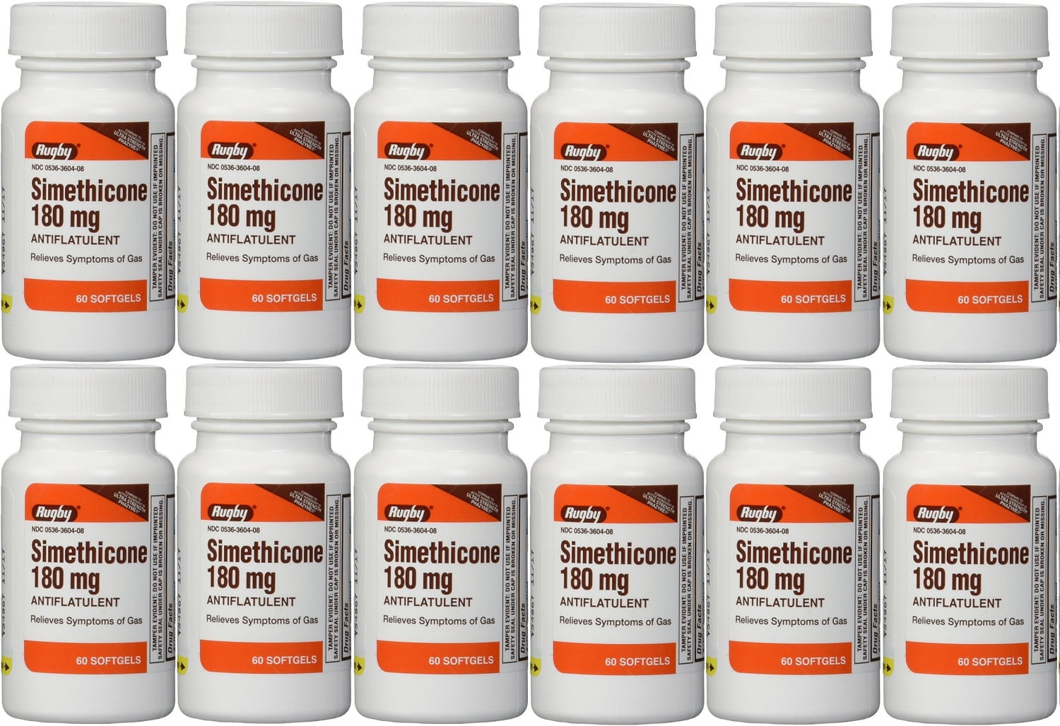 Simethicone 180 mg Generic for Phazyme Ultra Strength Anti-Gas 60 Softgels PACK of 12
