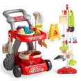 thumbnail image 2 of JoyStone Kids Cleaning Set, 20 PCS with Electric Sound & Light Vacuum, Broom, Mop, Dustpan, Brush, Rag, Housekeeping Cart, Perfect Gift for Kids, Red, 2 of 10