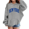 thumbnail image 5 of Hoodies for Girls City Name Letter Print Grey Hooded Long Sleeve Lightweight Pullover Tops Loose Sweatshirt Warm Fall Winter Clothes Girls Size 8-10 Years Clothes, 5 of 5