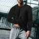 thumbnail image 1 of pstuiky camisetas de manga larga para hombre, Sudadera con capucha para hombre, color liso, para correr al aire libre, manga larga, cuello redondo, para hacer ejercicio tops de invierno para hombre m, 1 of 5