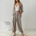 thumbnail image 2 of Sngxgn Womens Pajamas Set Long Sleeve Loungewear Soft Lounge Set with Pockets(Red,L), 2 of 8
