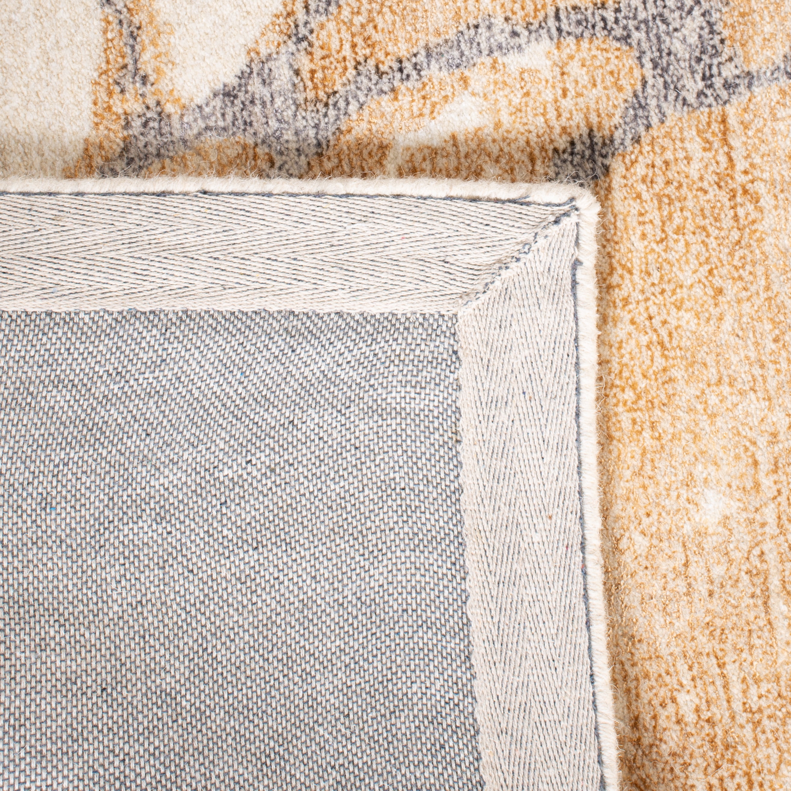 SAFAVIEH Restoration Vintage Conway Abstract Distressed Runner Rug, Gold/Ivory, 2'3" x 8'