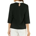 thumbnail image 3 of INSPIRE CHIC Women's Tops 3/4 Sleeves Contrast Collar Blouse S Black, 3 of 7