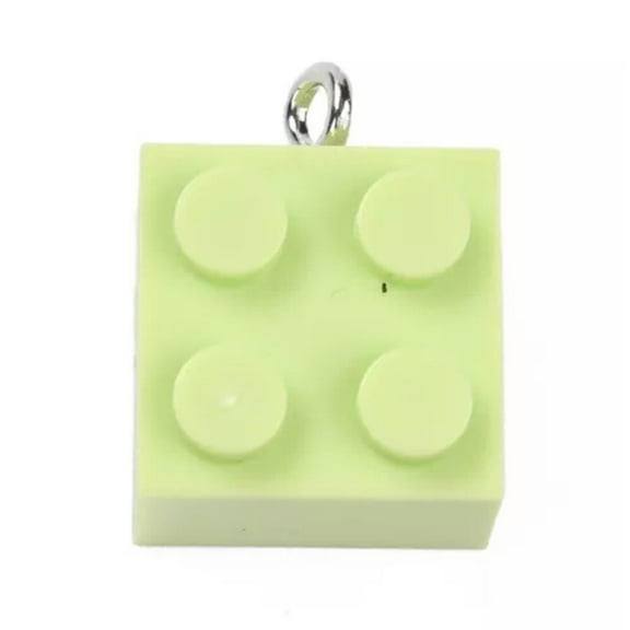 GKNET 50pcs Colorful Building Block Toy Resin Charms Pendants for Delicate Jewelry Keychain-Light Green