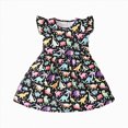 thumbnail image 1 of Gubotare Robe pour Bébé Fille Filles Manches Volantées Robes Florales Fille Longue Robe de Printemps Enfants Robe d'Été Smockée 4T 5T (Noir, 4-5 Ans), 1 of 5
