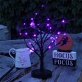 thumbnail image 2 of FrostHike Halloween Lighted Tabletop Tree. 18IN Artificial Black Spooky Tree with 24LED Purple Lights. Table Centerpiece Battery or USB Operated with Timer. Indoor Halloween Home Desk Bedroom Decor, 2 of 5
