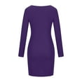 thumbnail image 6 of CALAFEBILA Party Dresses for Women Long Sleeve Square Neck Solid Color Mini Bodycon Dress Slim Short Women Dresses, 6 of 6