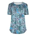 thumbnail image 5 of Staron Hauts d'Été pour Femmes Manches Courtes Chemises Amples Tendance Col Rond Plissé Habillé Décontracté Basique T-shirt, 5 of 5