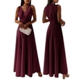 thumbnail image 4 of Franhais Women's Cocktail Long Maxi Dress Sleeveless Wrap V Neck Solid Color Slim Fit Party  Dress, 4 of 5