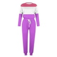 thumbnail image 4 of YUGYXL Women's 2 Piece Outfit Colorblock Lightweight Long Sleeve Tee Top and Jogger Pants Sets Casual Sweatsuit Tracksuit Purple XXXL, 4 of 5