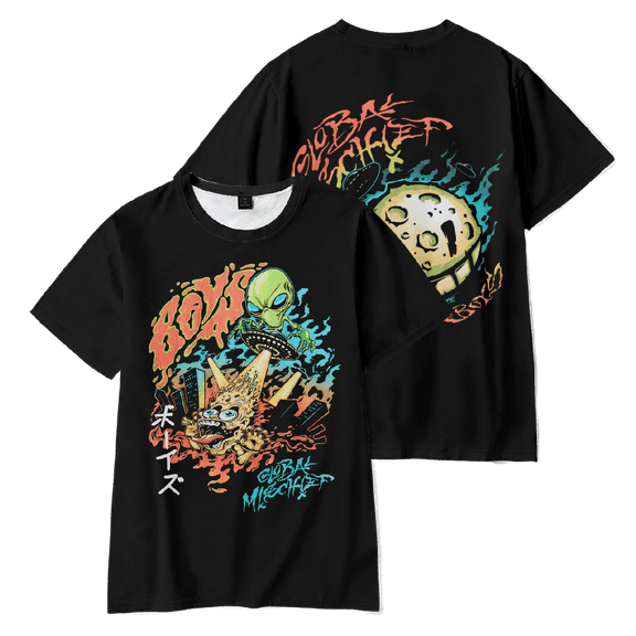 The Boys Merch Global Mischief Alien T-shirt Fashion Unisex Short Sleeve Casual Graphic Tee