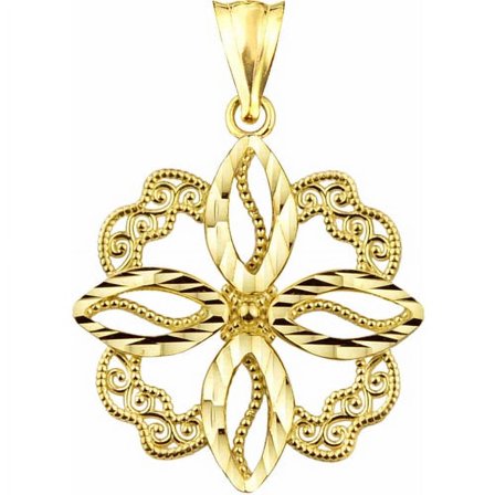 US GOLD 10kt Gold Diamond-Cut Pinwheel Charm Pendant