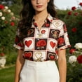 thumbnail image 4 of Chemise Unisexe à Manches Courtes avec Imprimé de la Saint-Valentin, Chemise Décontractée Boutonnée Assortie pour Couples avec Col Rabattu, Haut Graphique Coupe Régulière en Tissu Léger et Respirant pour Cadeaux des Fêtes et Sorties à Thème, 4 of 7