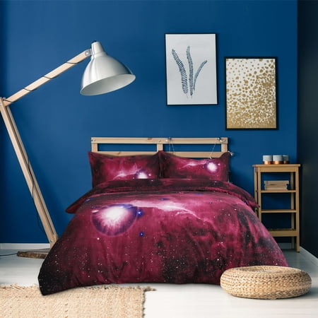 4 Piece 3d Galaxy Duvet Cover Bedding Set With Flat Sheet Pillowcase Red Queen From Unique Bargains Accuweather Shop