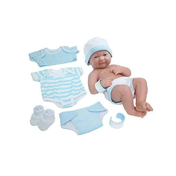 La Newborn Nursery Juego de regalo de muneca de bebe con canastilla de 8 piezas con una muneca recien nacida sonriente realista de 14