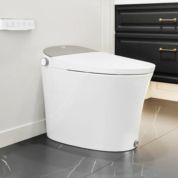SOTOMO Smart Toilet with Bidet, Heated Seat, Warm Water Wash, Air Dryer, Auto Flush, Auto Open & Close Lid, Nightlight, Remote Control, Knob & Foot Kick Control, Power Outage Flush