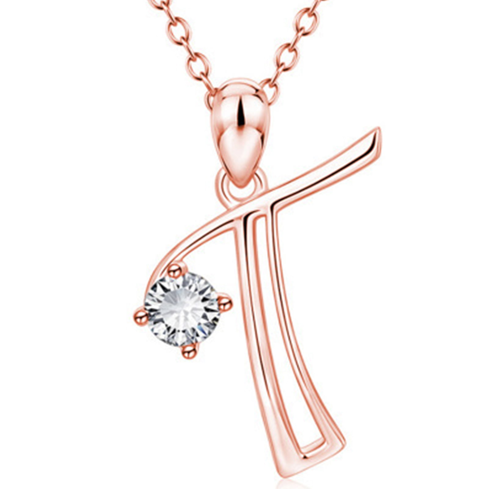 18 Solid 18K White Gold Chain Carleen Solid 18K White Gold Pink and White CZ Key Pendant Necklace for Women Girls