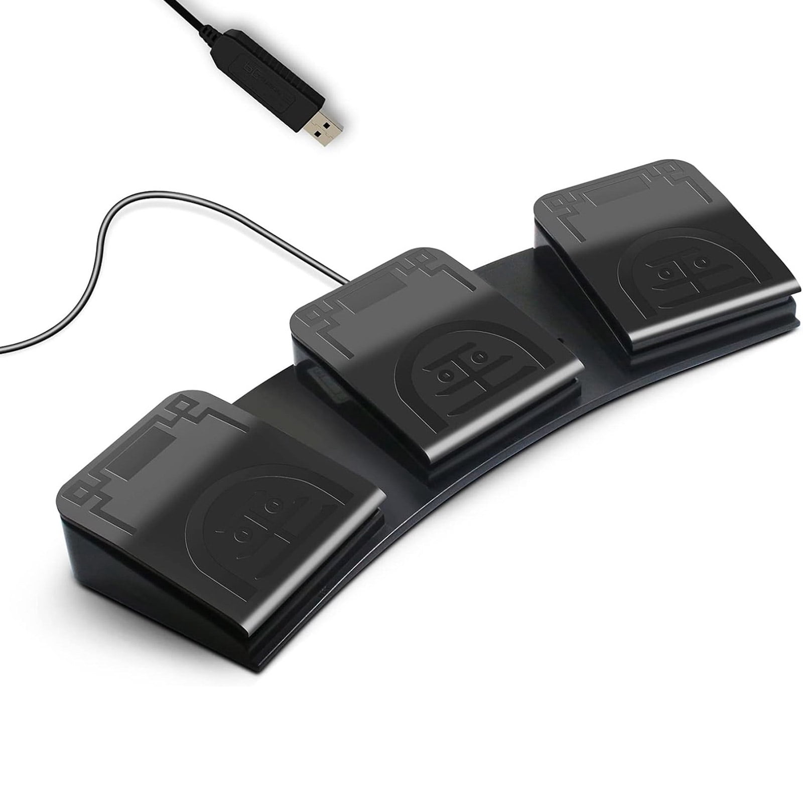 3-Pedal USB Foot Controller with Ergonomic Design, Multimedia & Factory Machine Operations Macros