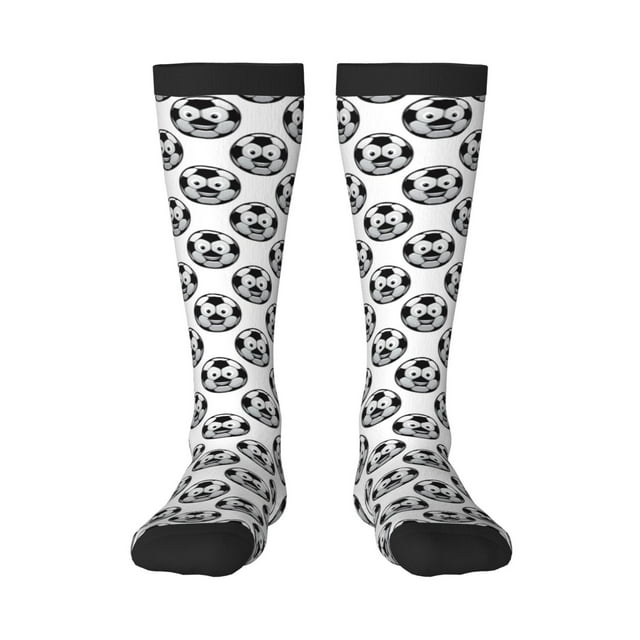 Xecao Happy Soccer Pattern Adult Stockings with Color-Block Design and 3D Print, Breathable Comfortable Hosiery for Daily Wear and Sports