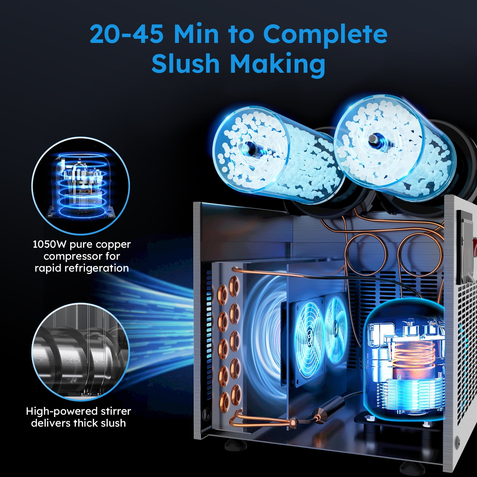 Joreek 30L 8 Gal Commercial Margarita & Slushy Machine 1100W 110V Frozen Drink Maker Smoothie Machine Electric Slushie Machine Self-cleaning For Bar Alcohol Beverage Cocktail Juice