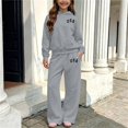 thumbnail image 2 of sususu Girls Letter Hoodie And Pants Set Casual For Everyday Wear, 2 of 6