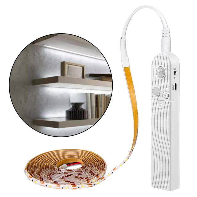 tirarere tirarere de Sensor de movimiento USB/batería movimiento Flexible armario noche tirarere de lámpara cama armario cinta tirarere iluminación muebles 6500K frío 1m