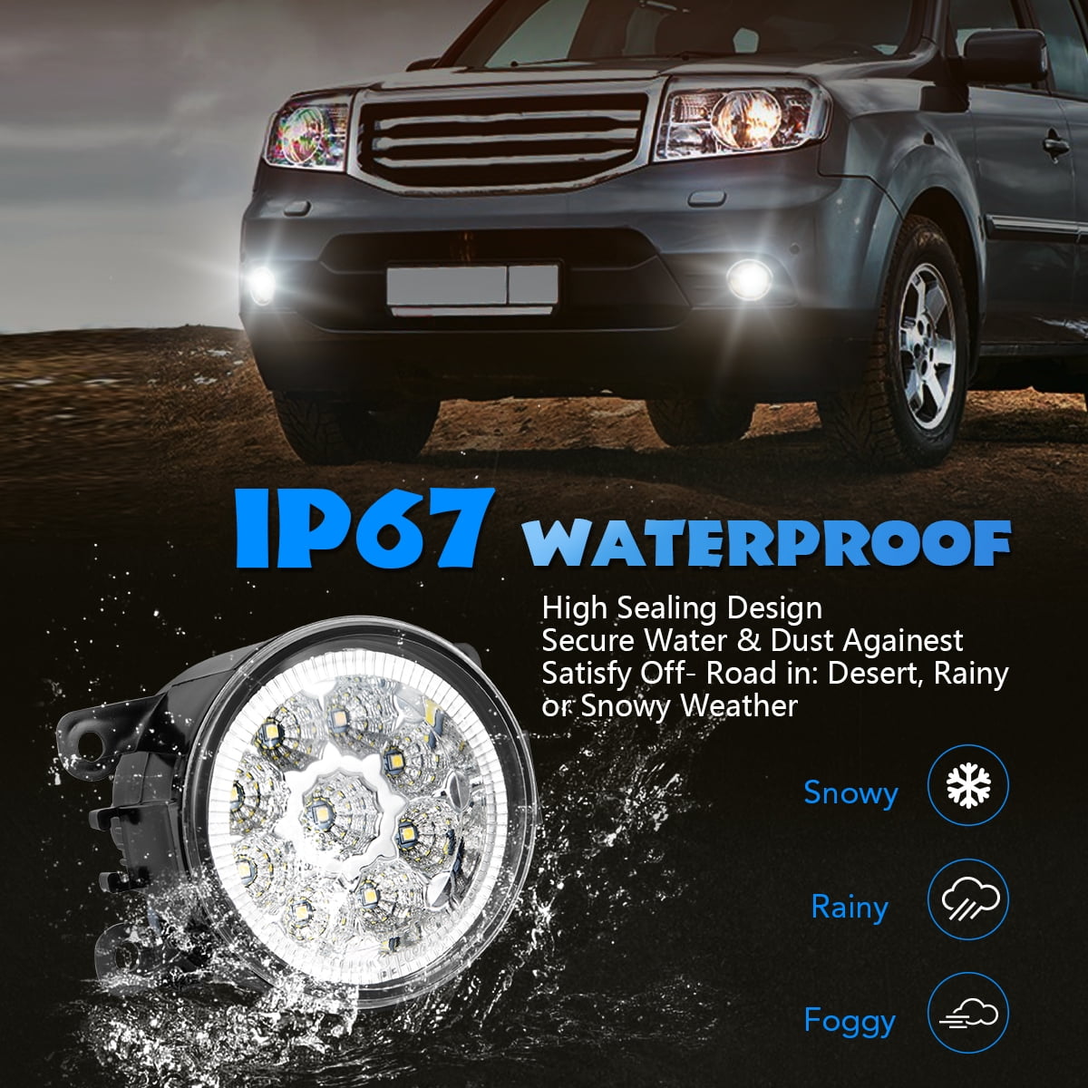 Pair 55W LED Fog Lights For Fiat Honda Jaguar Lincoln Nissan Honda Subaru Suzuki