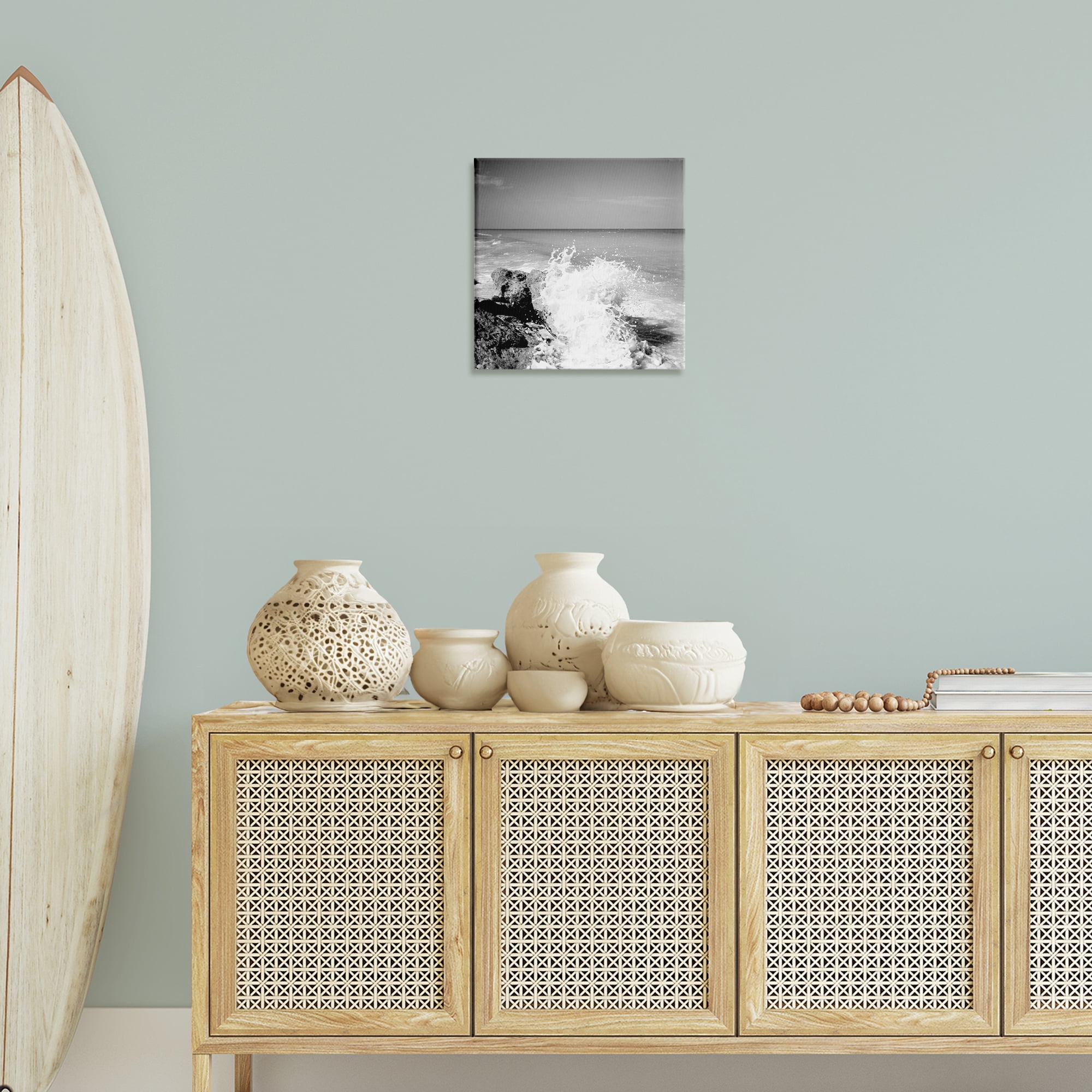 Stupell Industries Splashing Rough Waters Coastal Photography Gallery Wrapped Canvas Art Print Wall Art, 17 x 17