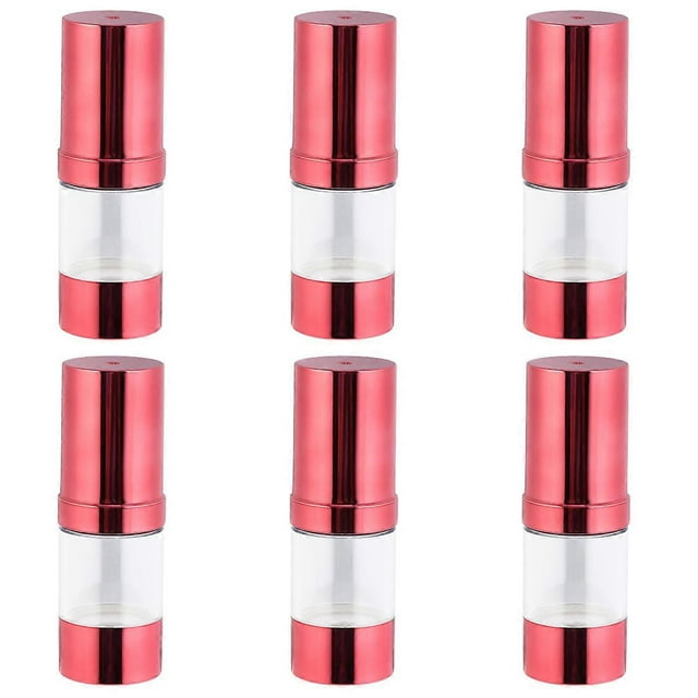 6Pcs Round ABS And PP Red Plastic Lotion Bottles For Women And Travelers Travel-Friendly Daily