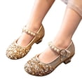 thumbnail image 5 of Gpaecead Girls Sequin Pearl Princess Dance Shoes Solid Color Non Slip Low Heel Performance Shoes For Kids, Gold, 5 of 8