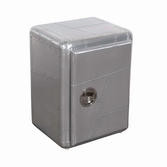 HomeRoots 489016 24 x 18 x 16 in. Silver Aluminum Standard Accent Cabinet with One Shelf