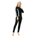 thumbnail image 5 of IBTOM CASTLE Women Burkini Swimsuits Modest Muslim Swimwear Islamic Long Sleeve Full Cover Hijab Top Skirted Swim Capris ​Pants Set 3XL Black + White, 5 of 8