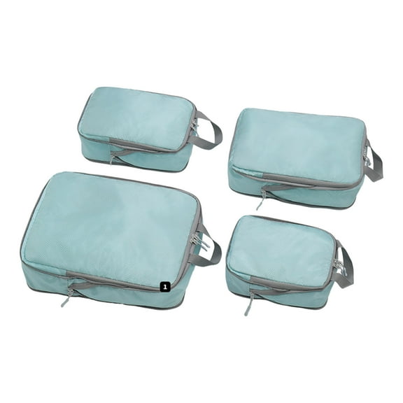 Compression Packing Cubes Set of 4, Travel Luggage Organizer for Suitcase, Packing Organizers for Travel Accessories, Breathable See Through Mesh, Durable Lightweight with Shoe Bags(Black)