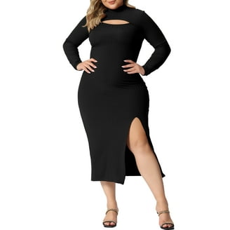 Unique Bargains Women's Plus Size Long Sleeve Knit Pullover Short