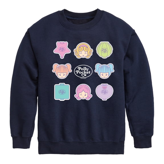 Polly Pocket - Retro Polly Pocket Grid Graphic Long Sleeve Fleece Sweatshirt
