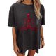 thumbnail image 1 of Blusa de manga corta con estampado de luna y sol de calavera con mangas caídas vintage para mujer Fridja  gope2677, 1 of 9