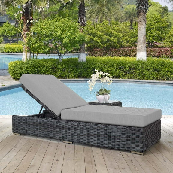 Modway Summon Outdoor Patio Sunbrella® Chaise Lounge in Canvas Gray