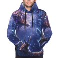 thumbnail image 3 of Zufioo Enchanted Forest Stag Gathering Design Fleece Comfortable Hoodie for Mens,Sweatshirt for Men,Pullover Hooded Sweatshirt for Men -X-Large, 3 of 5