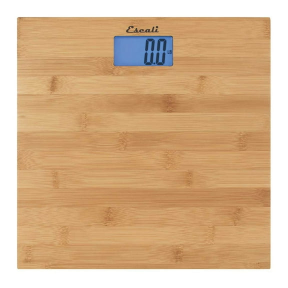 Escali ECO200 Bamboo Bathroom Body Scale, Modern Design, Eco-Friendly, LCD Digital Display,440lb Capacity, Natural Bamboo Finish