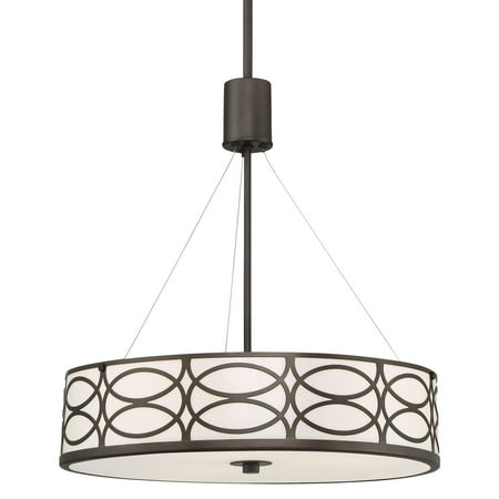 Kira Home Sienna 19  3-Light Metal Drum Chandelier + Glass Diffuser  Oil-Rubbed Bronze Finish