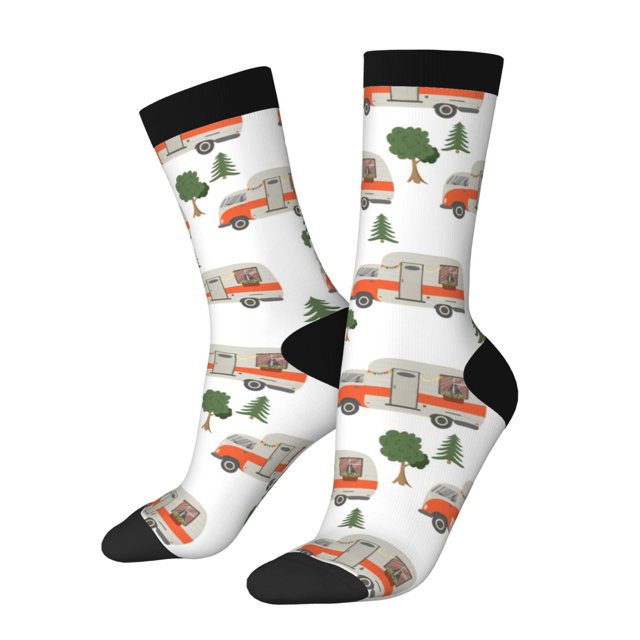 Balery Camp Van Calcetas Largas con Estampado para Hombre y Mujer – Suaves y Transpirables, Talla Única (US 5-11)