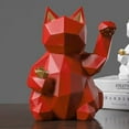 thumbnail image 4 of Lucky Cat sentado estatua escultura adorno oficina en casa escritorio coches rojo Sunnimix Figura gato de la suerte, 4 of 8