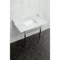 thumbnail image 2 of Kingston Brass LMS3622M8SQ1 Habsburg 36" Carrara Marble Console Sink with Brass Legs (8-Inch, 3-Hole), Carrara Marble White/Polished Chrome, 2 of 6