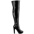 thumbnail image 3 of BLISSFUL STEP Women's Patent Leather Chunky Heel Platform Over Knee Prom High Boots Black 6, 3 of 7