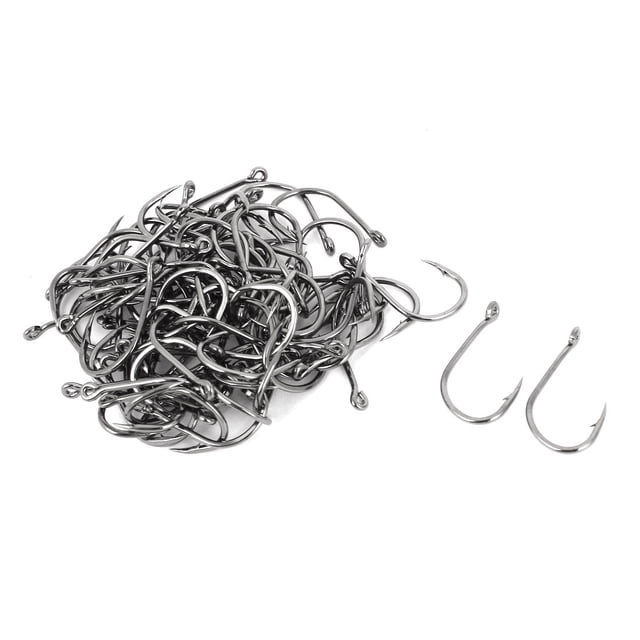 Unique Bargains 100PCS 7# Angling Gear Metal Barbed Eyelet End w Case Fishing Hook
