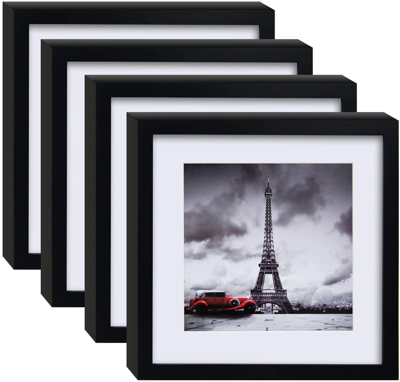 Baby Frames Collection 8x8-inch Photo Wood Frame with for 4x4 Pictures White 