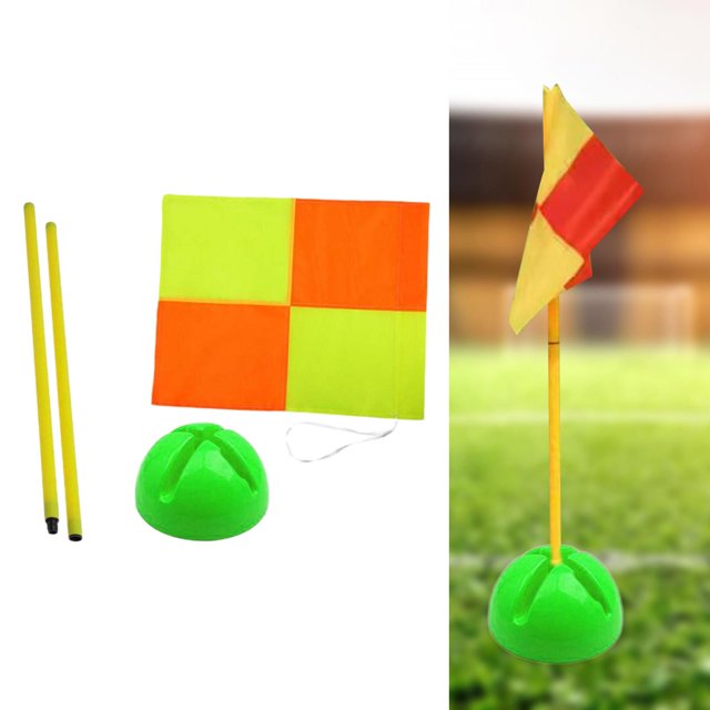 Bandera de esquina de fútbol DYNWAVEMX con base verde 1m
