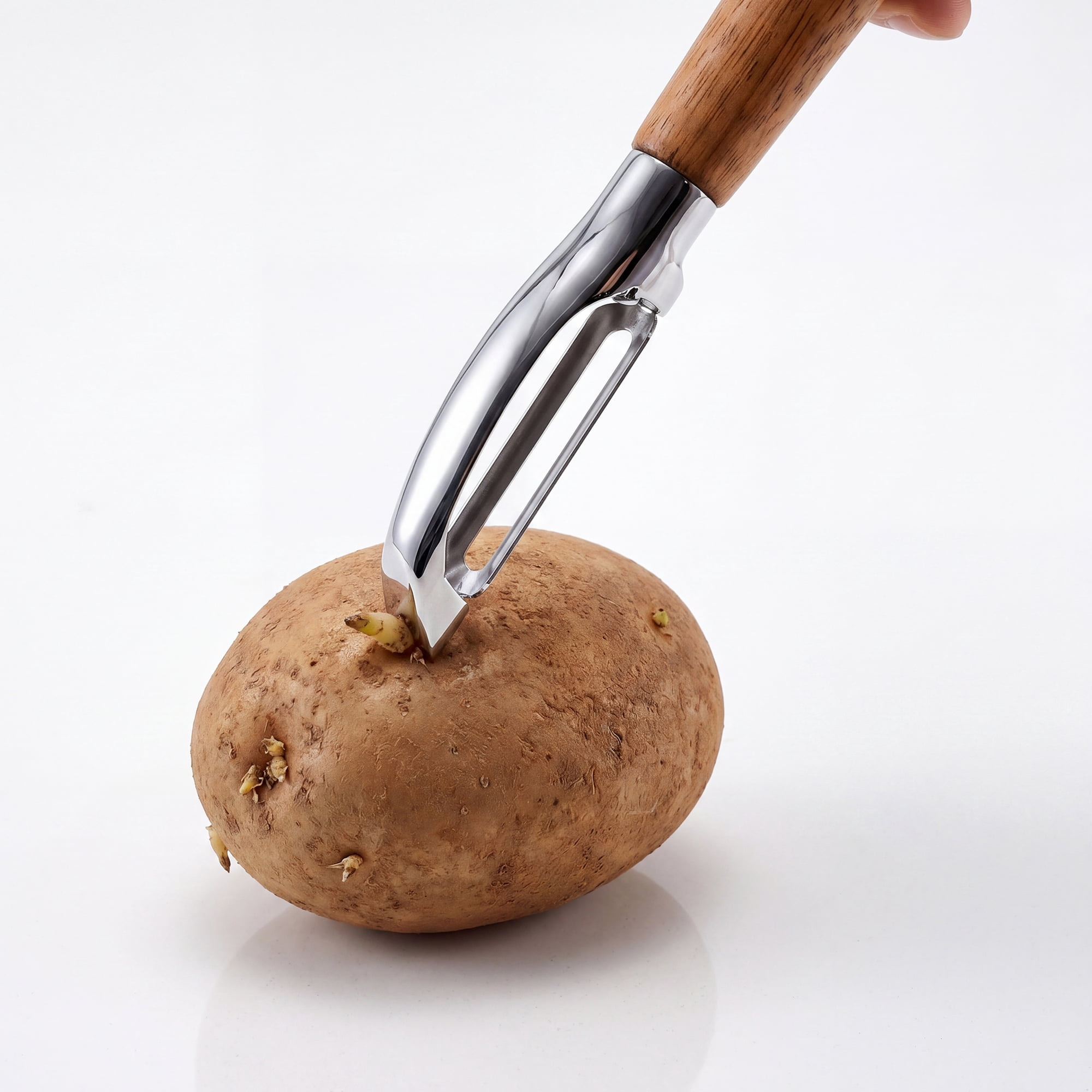 Unique Bargains Wood Vegetable Peeler, Durable Potato Peeler with Ergonomic Handle Dark Brown-Straight 7.1"x0.8"