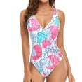 thumbnail image 1 of TIMIFIS Maillot de Bain une Pièce pour Femmes Dos Croisé Froncé Découpe Col en V Fines Bretelles, 1 of 7