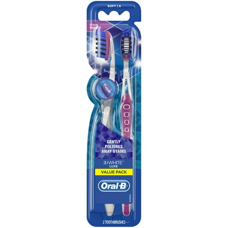 (2 pack) Oral-B 3D White Luxe Pro-Flex Manual Toothbrush, Soft Bristles, 2 count